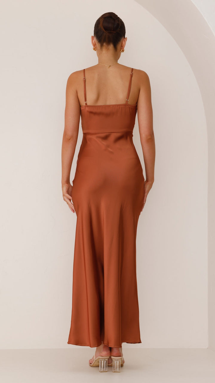 Britte | Satin Maxi Dress with Side Slit