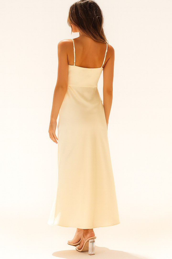 Britte | Satin Maxi Dress with Side Slit