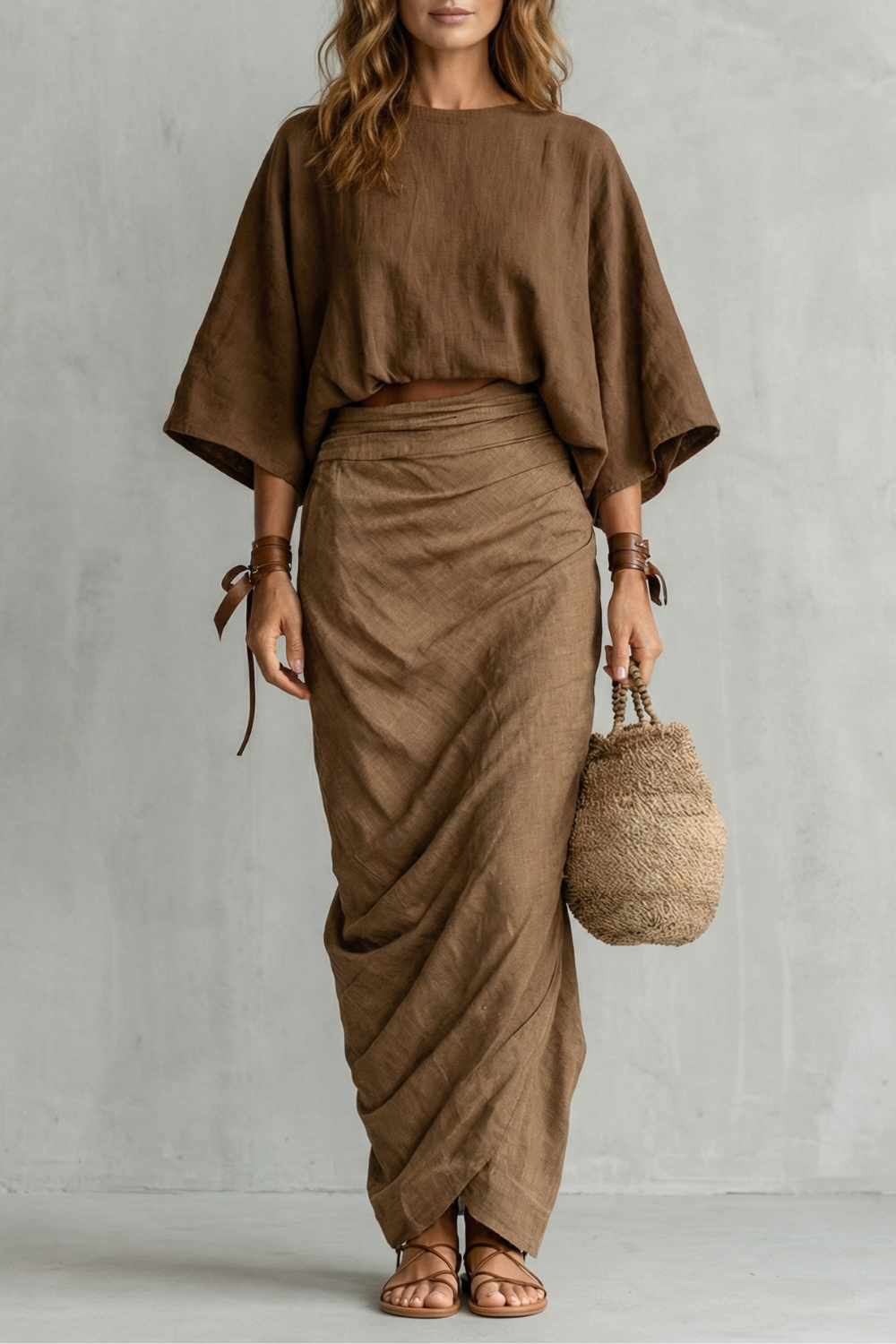 Brunelle | Relaxed Batwing Draped Two-Piece Set