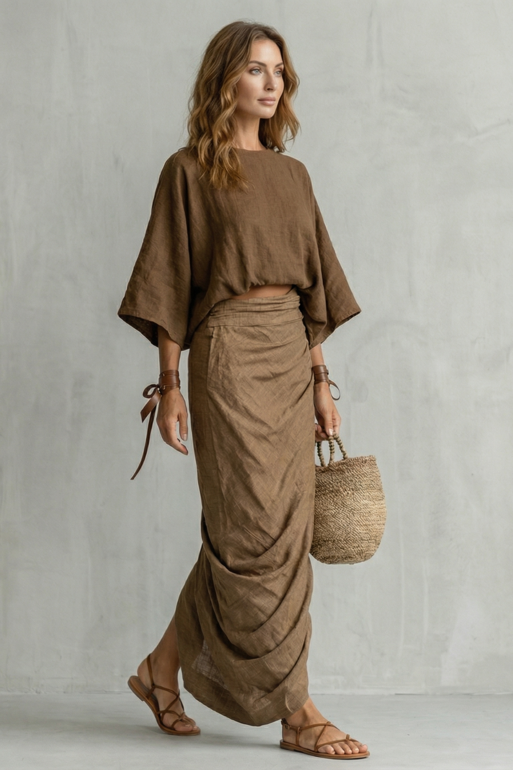 Brunelle | Relaxed Batwing Draped Two-Piece Set
