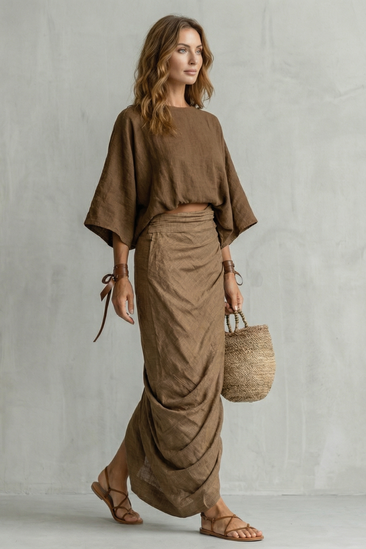 Brunelle | Relaxed Batwing Draped Two-Piece Set