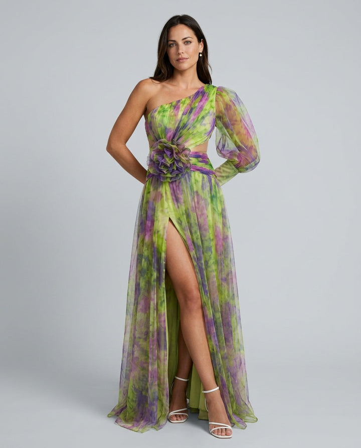 Celeste | Maxi Off-Shoulder Printed Split Dress