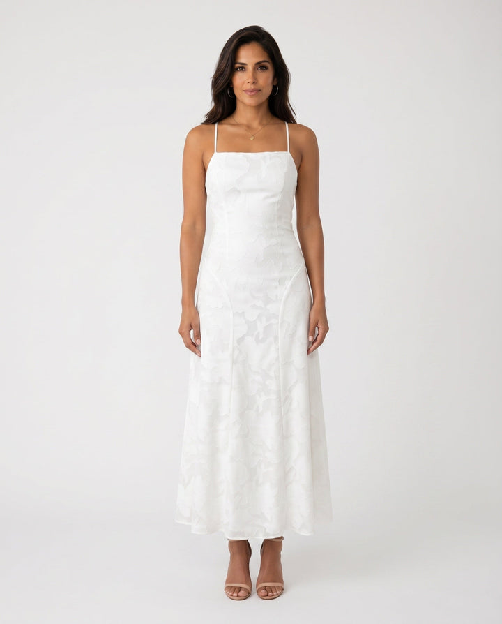 Willa | Floral Lace-Up Spaghetti Strap Maxi Dress