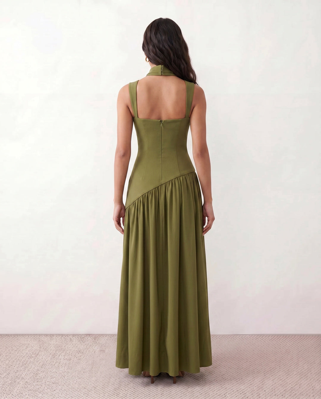 Ines | Basque Waist Lace-Up Maxi Dress