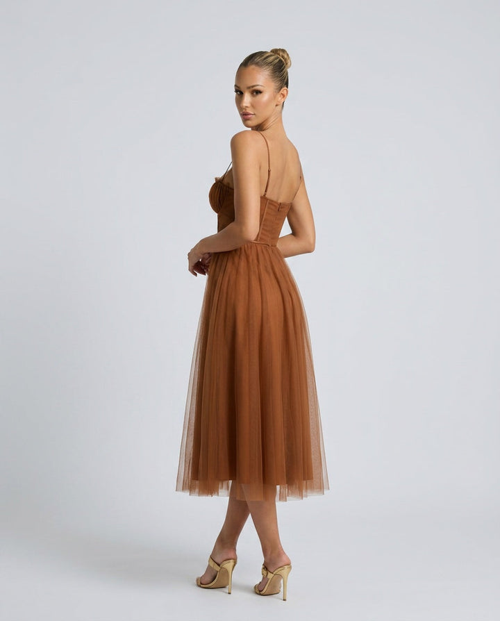 Celeste | Corset Tulle Midi Dress