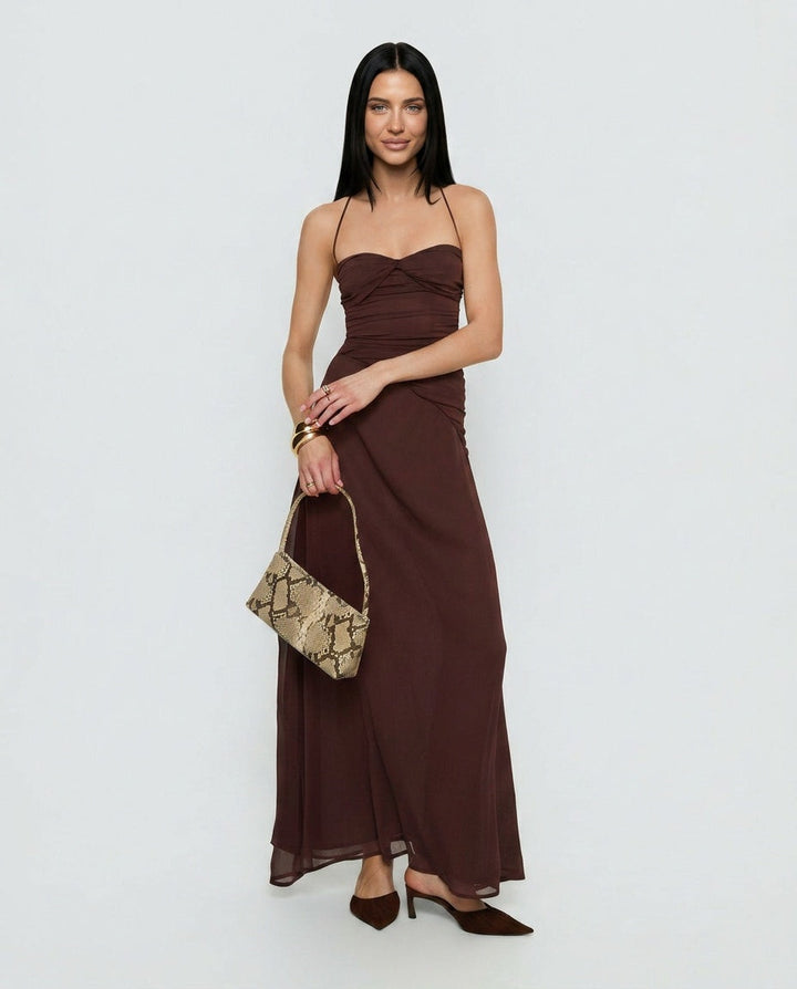 Kamila | Halter Neck Chiffon Maxi Dress