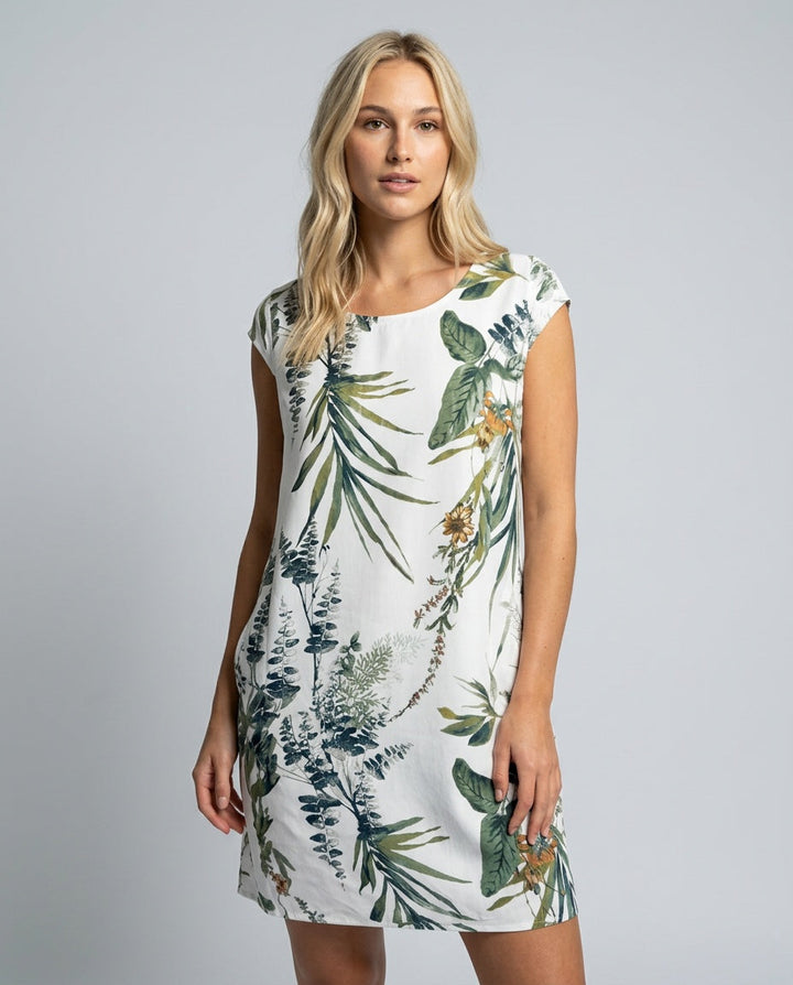 Pavia | Round Neck Cap Sleeve Mini Dress