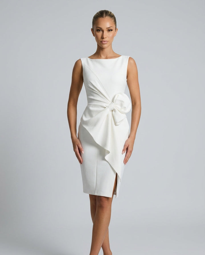 Cora | Midi Bow Detail Sleeveless Party Dress