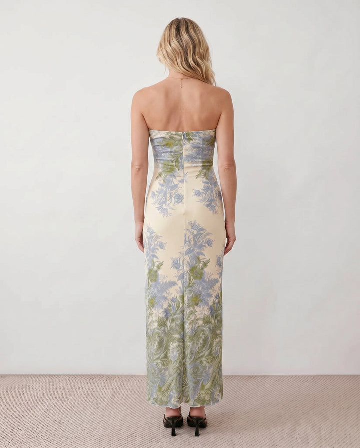 Madelyn | Strapless Floral Print Maxi Dress