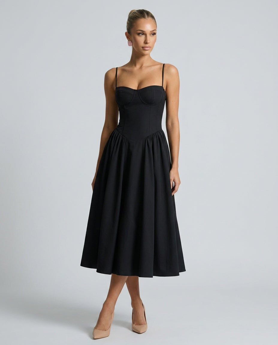 Imogen | Square Neck Pocket Slip Midi Dress
