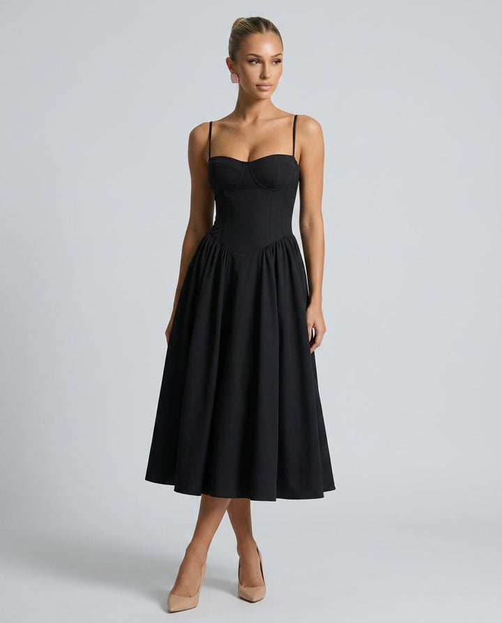 Imogen | Square Neck Pocket Slip Midi Dress