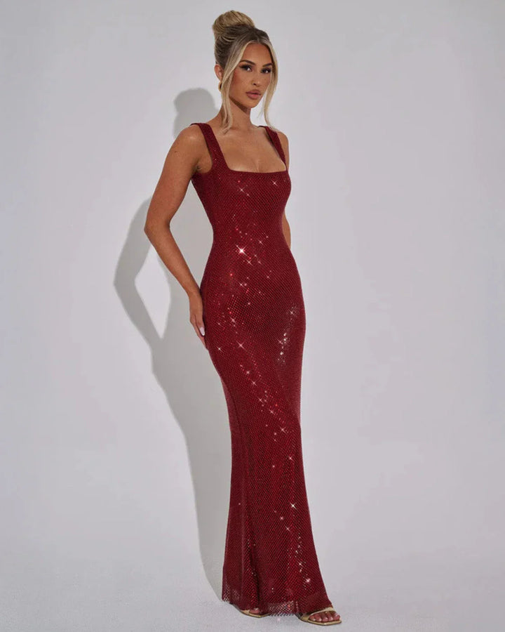 Celeste | Maxi Dress with Embellished Fabric