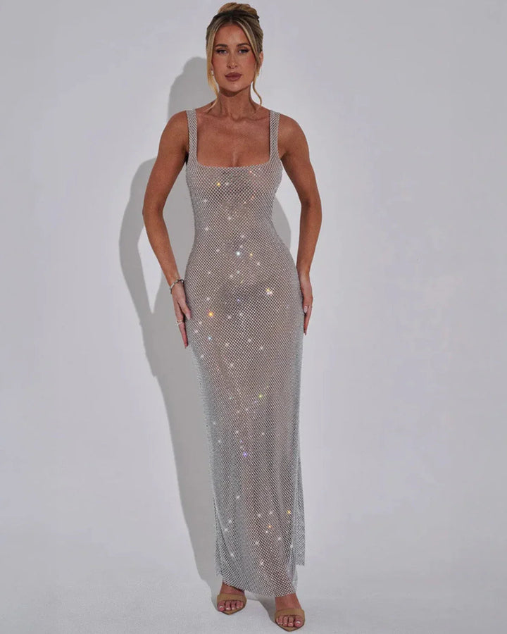 Celeste | Maxi Dress with Embellished Fabric