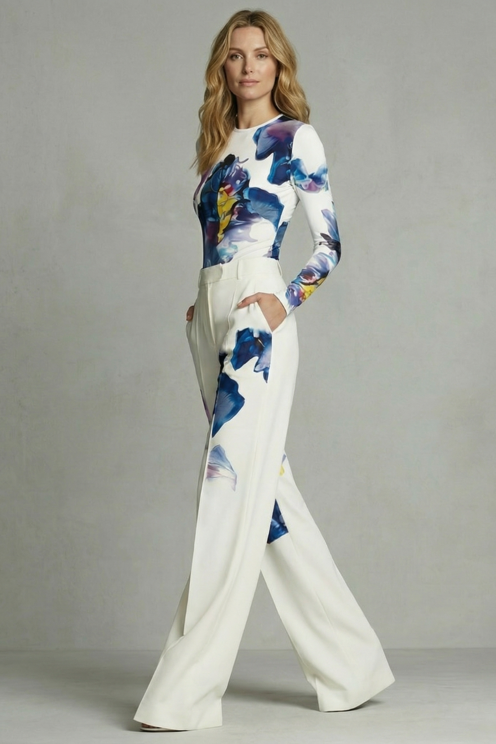 Sorelle | Colourblock Floral Wide-Leg Top &amp; Trouser Set