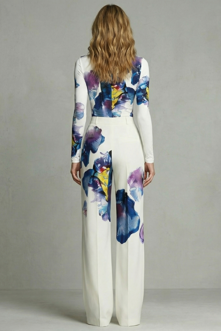Sorelle | Colourblock Floral Wide-Leg Top &amp; Trouser Set