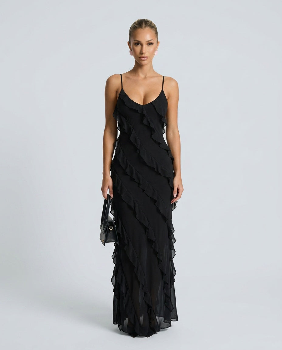 Ottilie | Romantic Ruffle Chiffon Maxi Dress