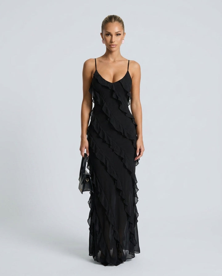 Ottilie | Romantic Ruffle Chiffon Maxi Dress