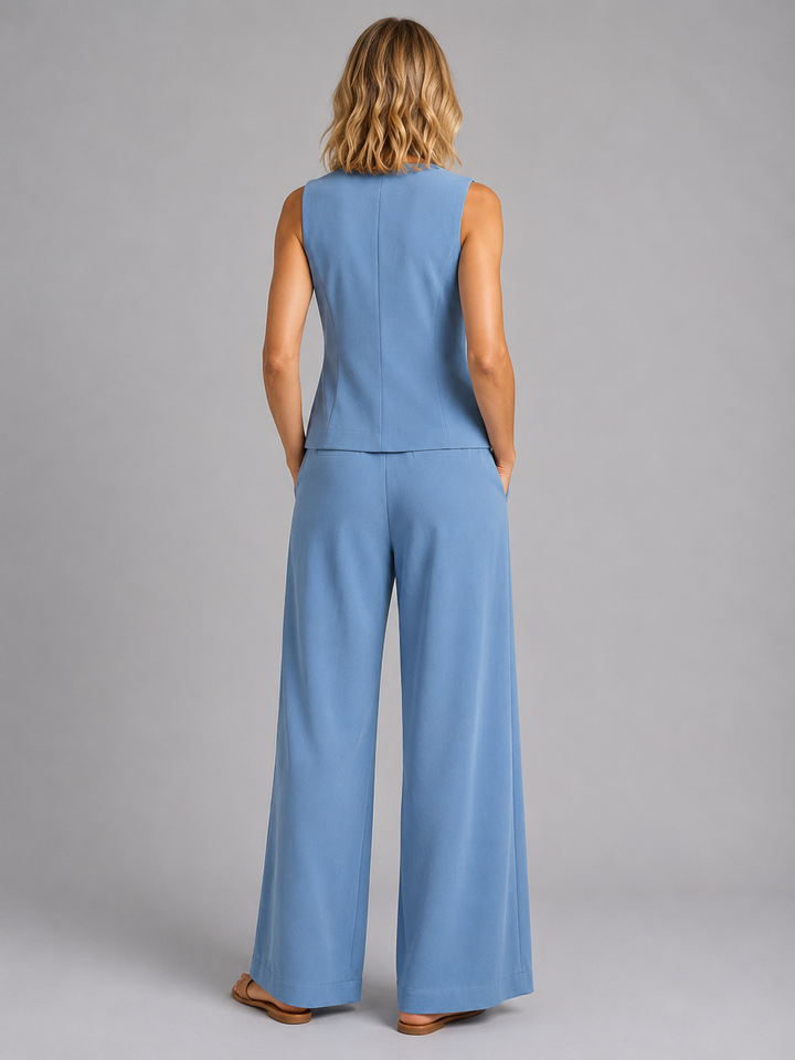 Marlowe | Sleeveless Waistcoat &amp; Wide-Leg Trousers Co-Ord Set