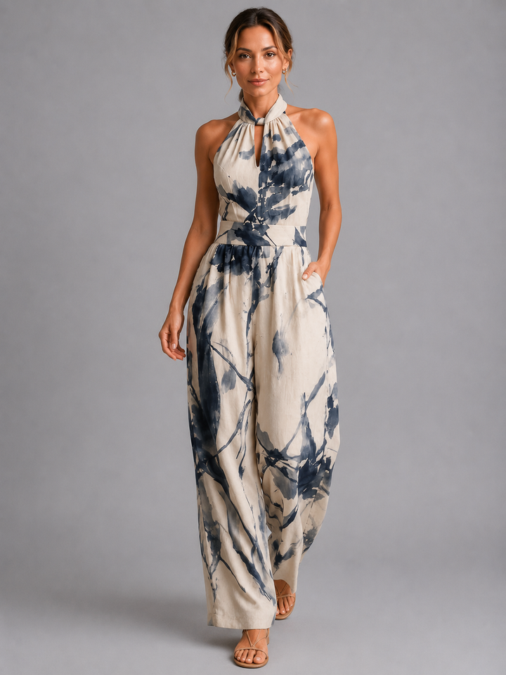 Margot | Printed Halter Wide-Leg Jumpsuit
