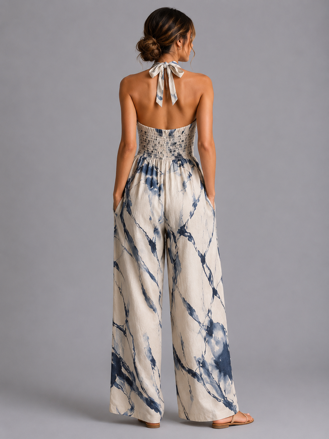 Margot | Printed Halter Wide-Leg Jumpsuit