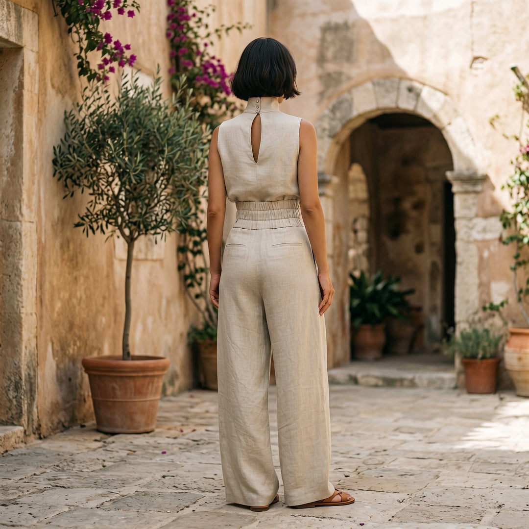 Juliette | Relaxed Minimalist Linen-Blend Blouse Set