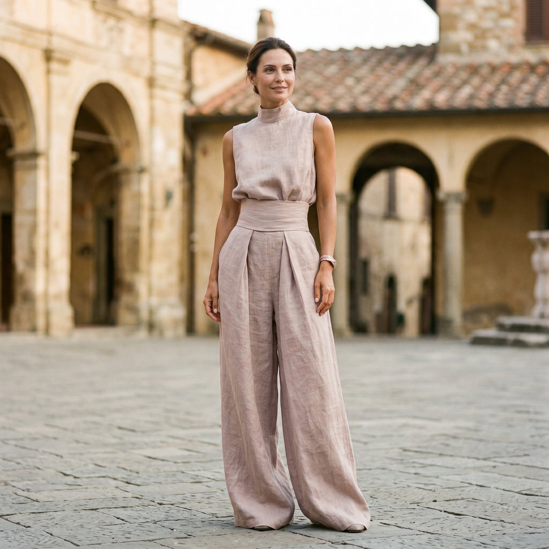 Juliette | Relaxed Minimalist Linen-Blend Blouse Set