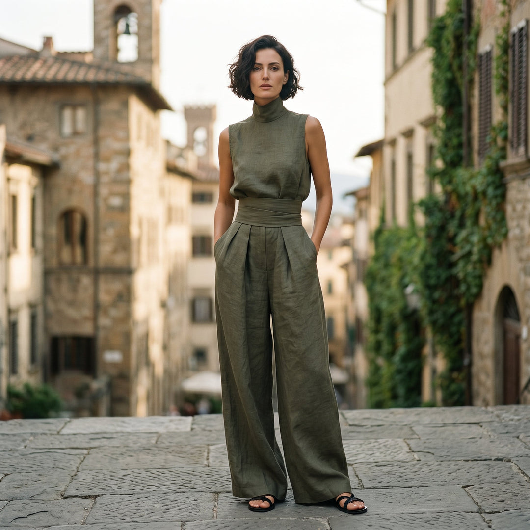Juliette | Relaxed Minimalist Linen-Blend Blouse Set