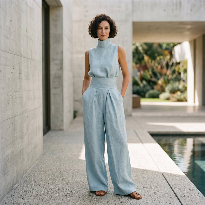 Juliette | Relaxed Minimalist Linen-Blend Blouse Set