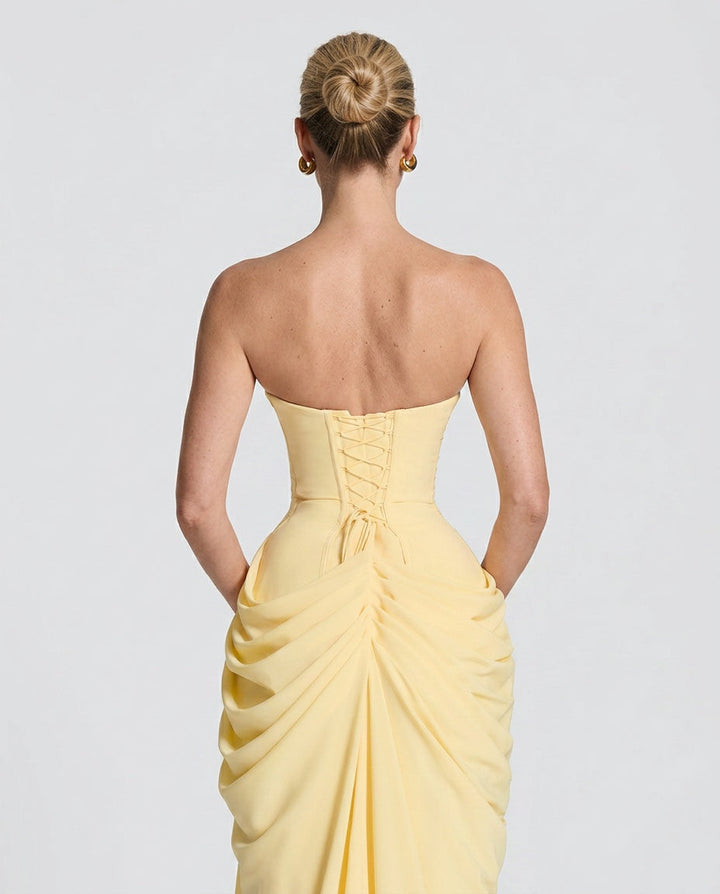 Cyra | Halter Neck Ruched Maxi Dress