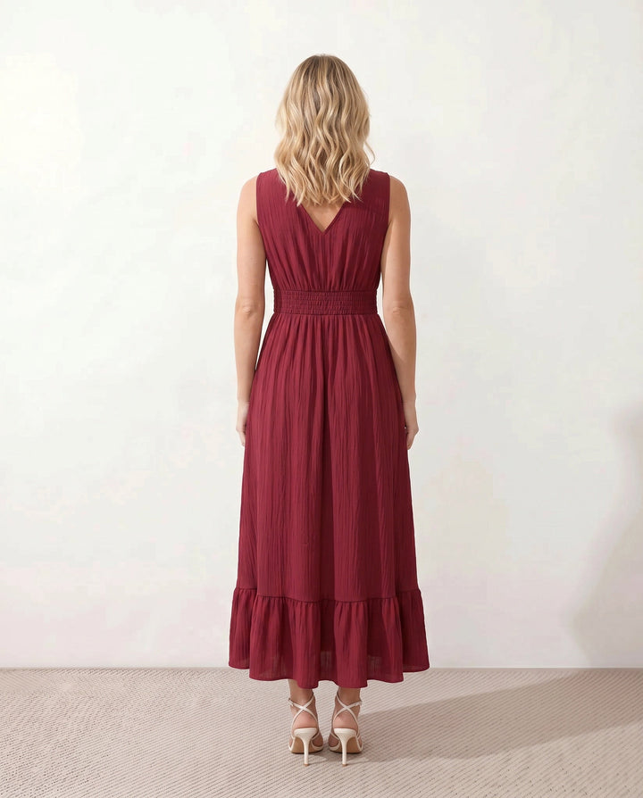 Mirtha | Low Back Ruffle Detail Midi Dress
