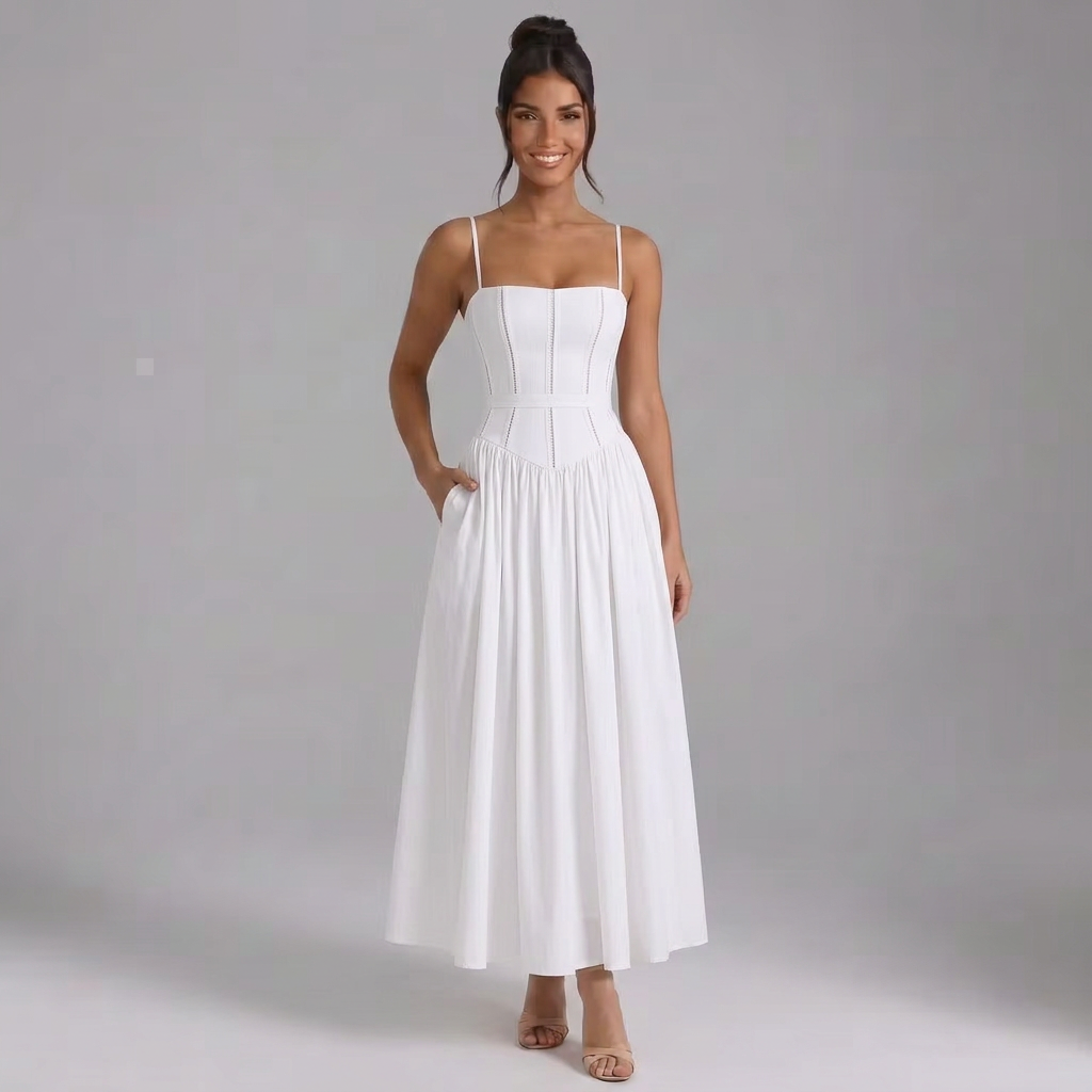 Clarabelle | Square-Neck Maxi Dress with Spaghetti Straps