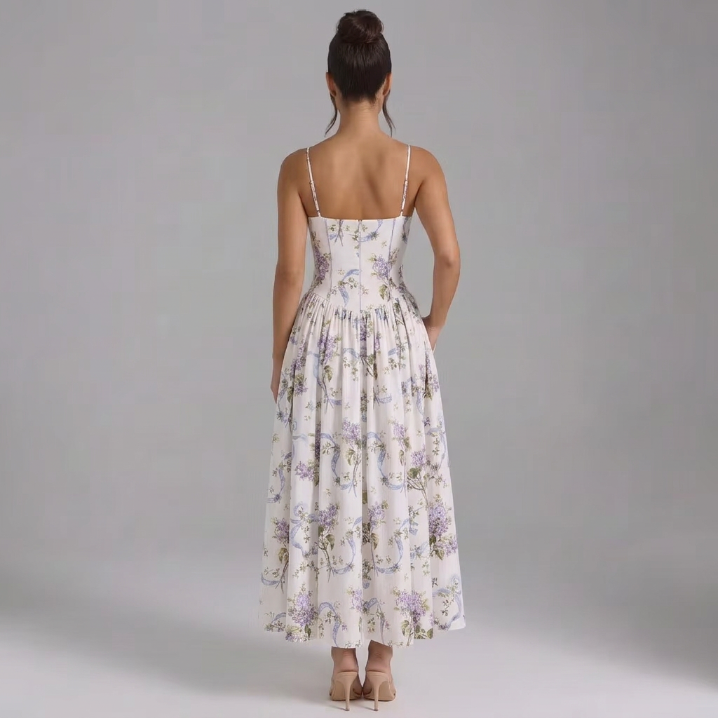 Clarabelle | Square-Neck Maxi Dress with Spaghetti Straps