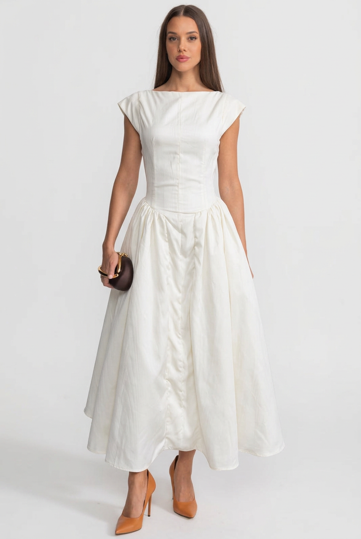 Cleo | High-Low Structured Midi Dress
