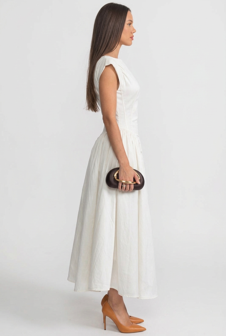 Cleo | High-Low Structured Midi Dress