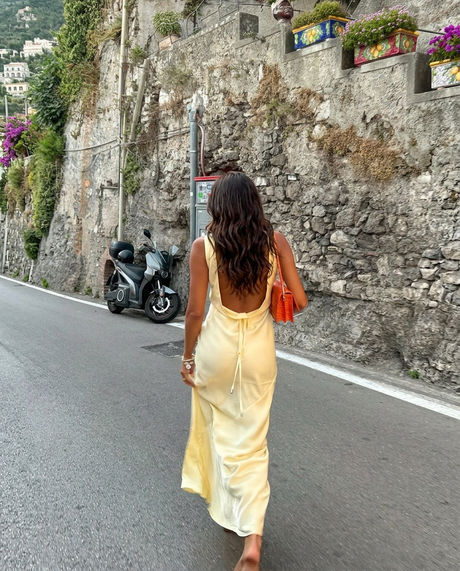 Carnation | Satin-Look Maxi Dress