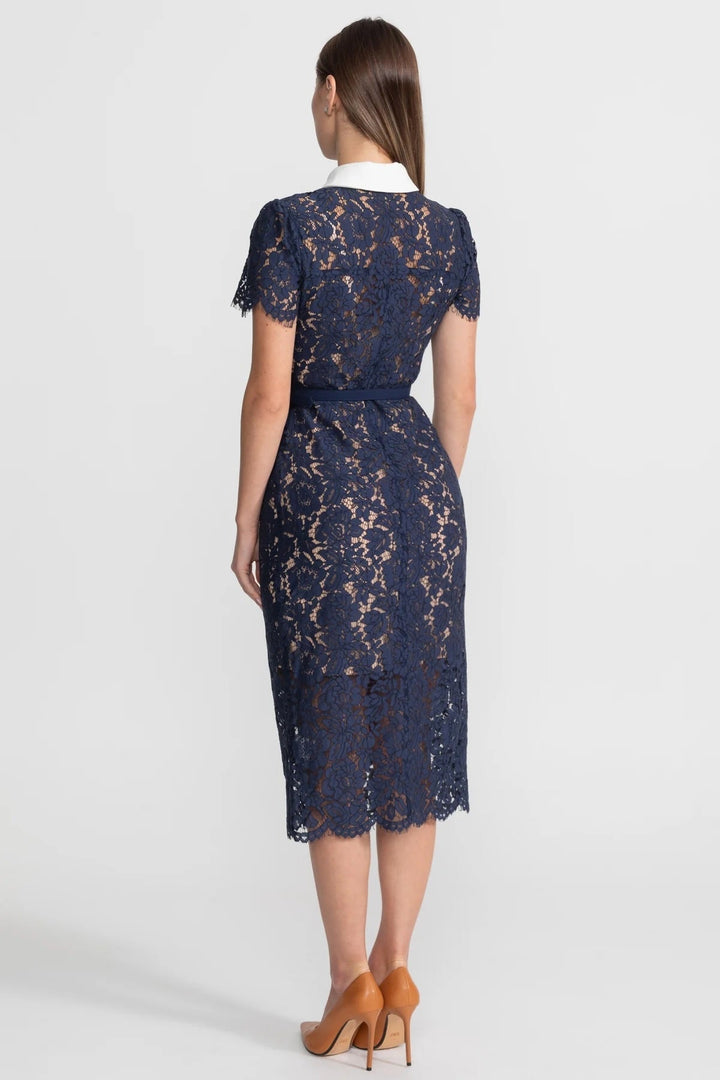 Cleo | Floral Lace Belted Midi Dress
