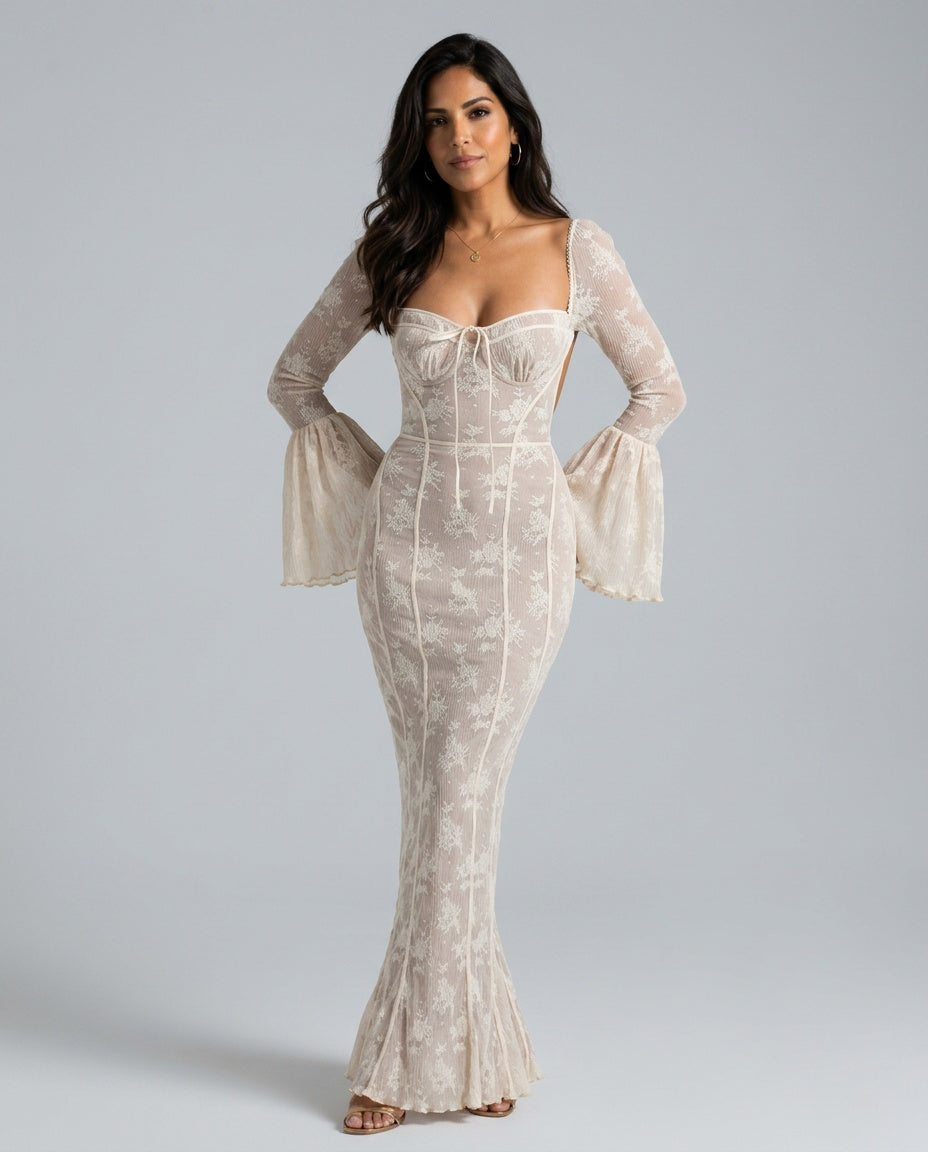 Sylvane | Lace Corset Bodice Maxi Dress