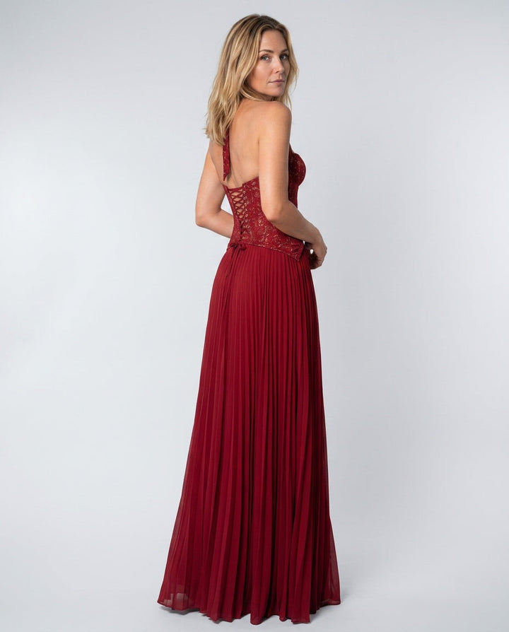 Zara | Sweetheart Lace Splicing Pleated Maxi Dress