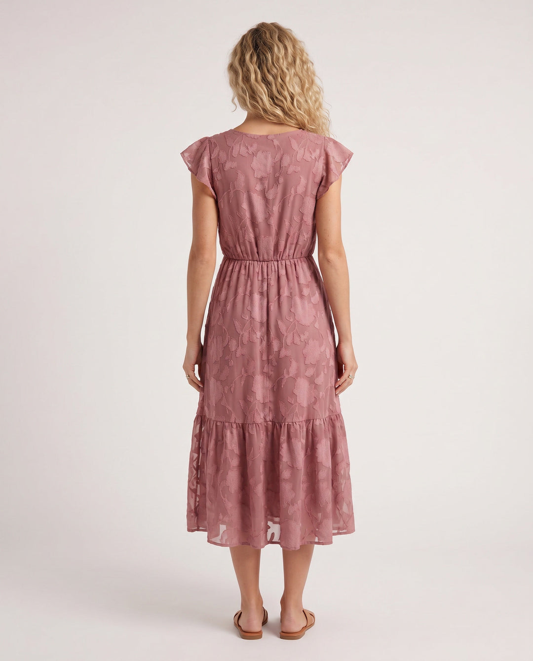 Talia | Floral Ruffle Detail Midi Dress