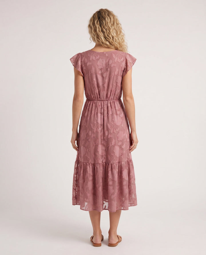 Talia | Floral Ruffle Detail Midi Dress