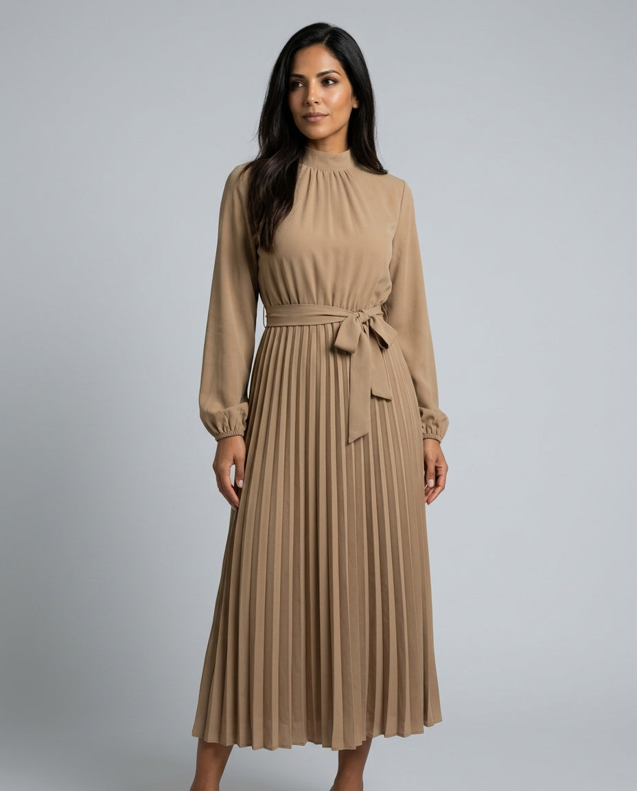 Vivienne | Pleated Midi with Belted Waist