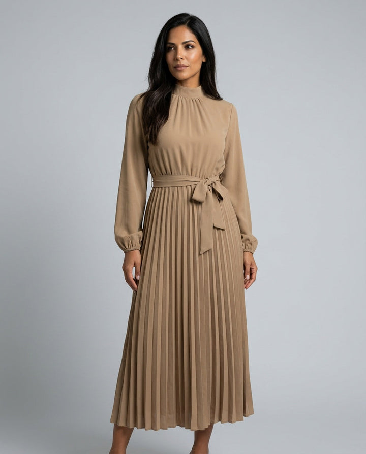 Vivienne | Pleated Midi with Belted Waist