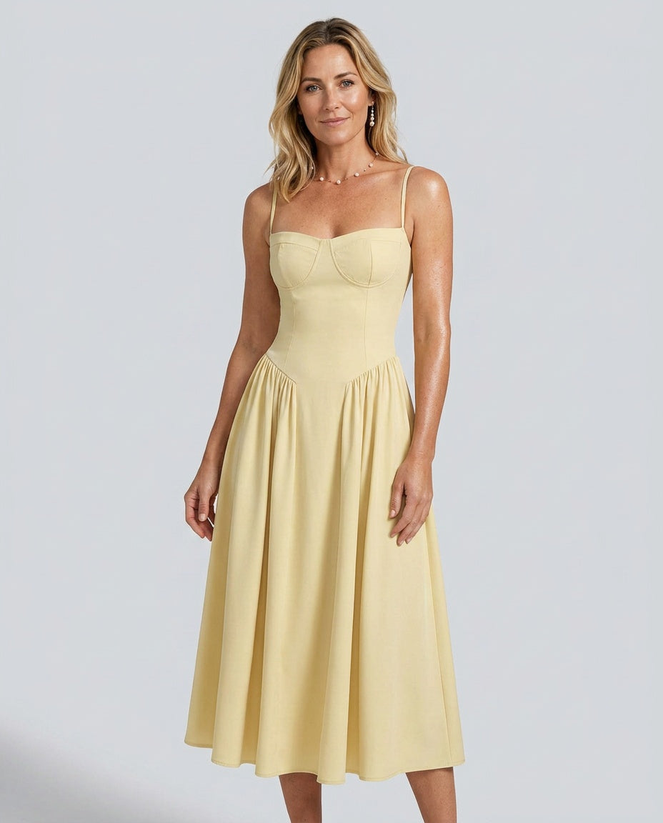 Fleur | Square Neck Pocket Slip Midi Dress