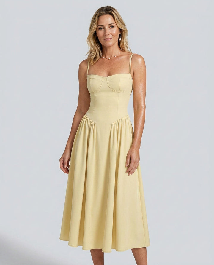 Fleur | Square Neck Pocket Slip Midi Dress