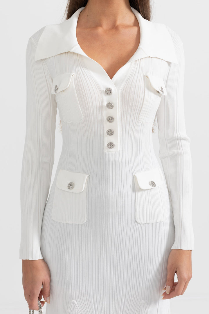 Sabine | Long Sleeve Ribbed Midi Dress