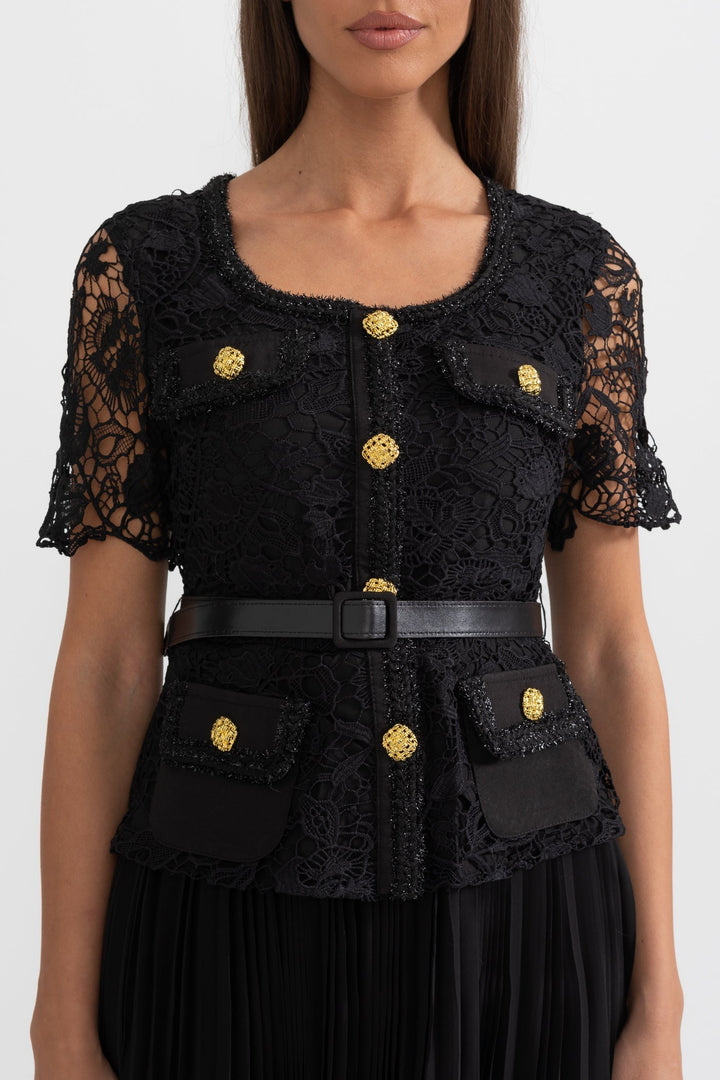Amara | Lace Top Flared Midi Dress