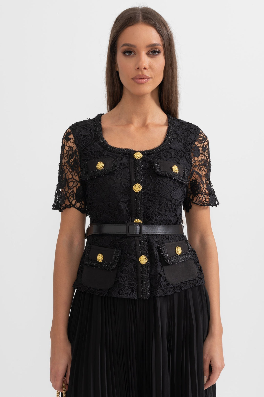 Amara | Lace Top Flared Midi Dress
