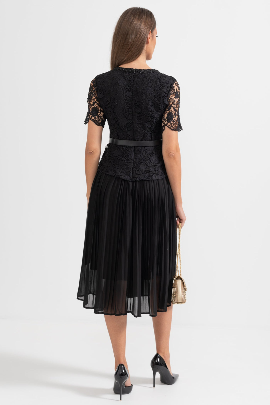 Amara | Lace Top Flared Midi Dress