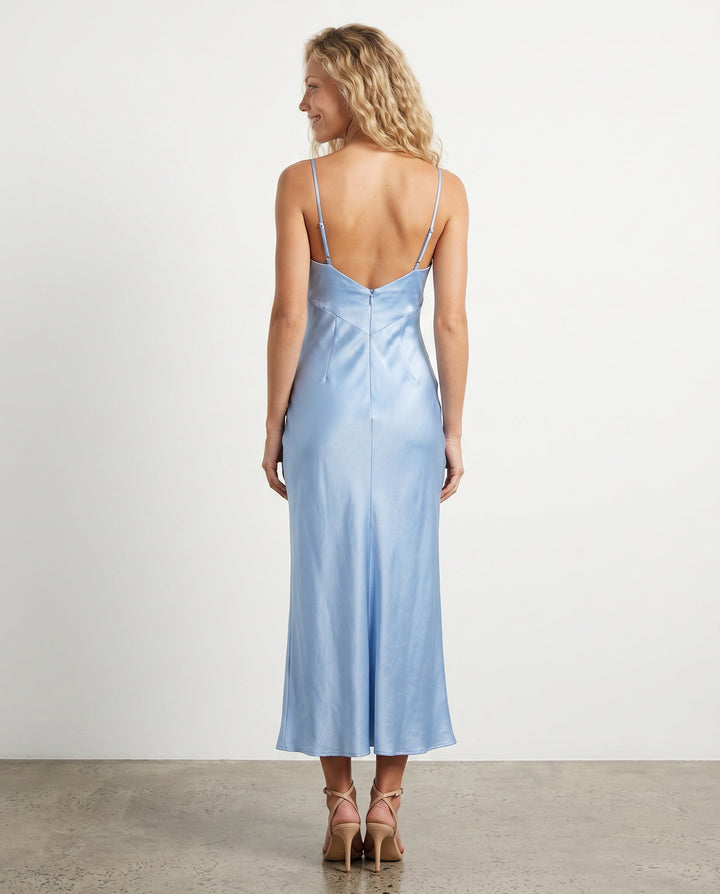 Celeste | V-Neck Satin-Look Midi Dress