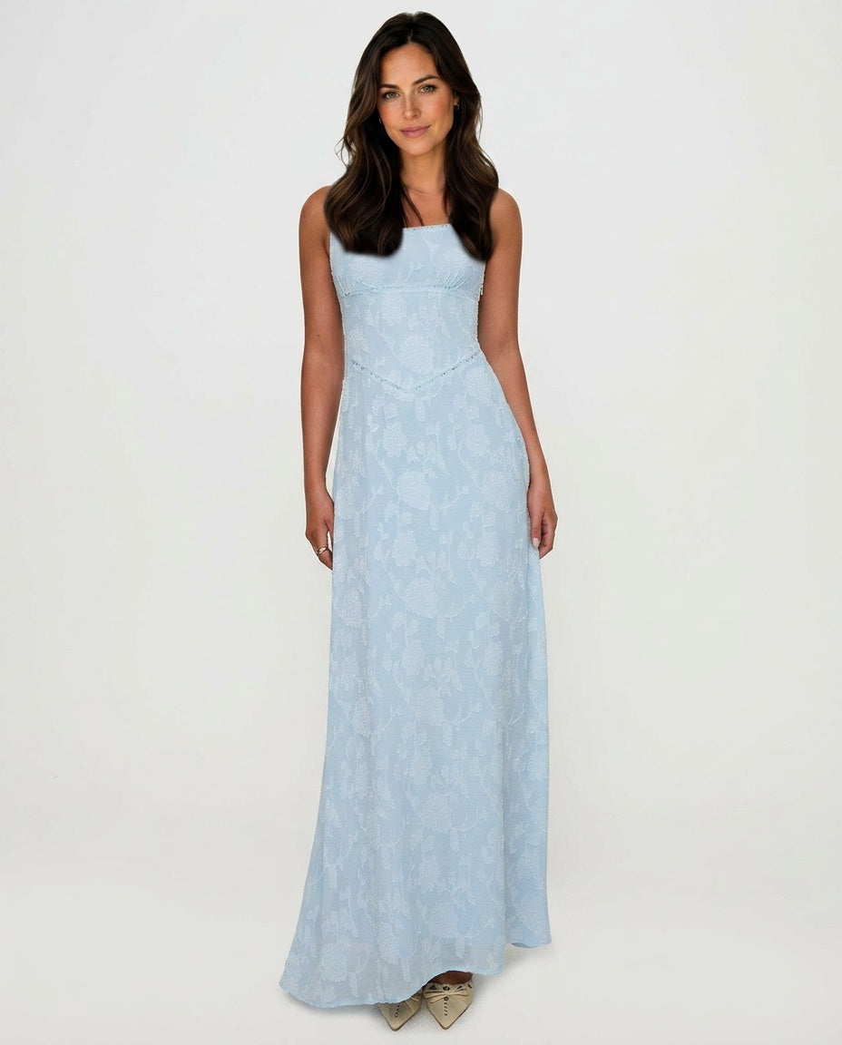 Solène | Halter Neck Floral Maxi Dress